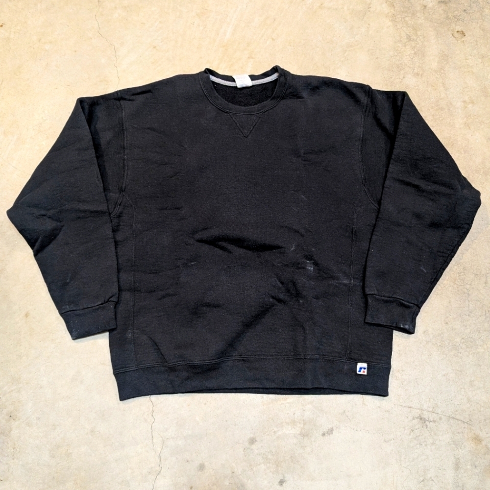 Russell Athletic Blank Men's XL Sweatshirt Black Flaws